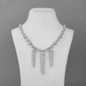 Collar de Gargantilla Fino de Plata de Ley 925 Maciza Personalizado de Primera Calidad con Baño de Oro Blanco, Cadena Cubana de Diamantes de Moda para Mujer, Regalo - Product Image 1