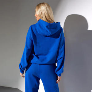 Ensemble de haut court à col rond rose surdimensionné à la mode ourlet roulé fabricants de survêtement ensemble de jogging personnalisé pour femmes survêtement - Product Image 5