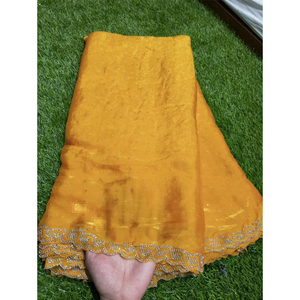 Tela de seda Premium de dos tonos para saris, dupattas y vestidos | Bordado de borde de diamantes | Cargo de envío adicional - Product Image 3