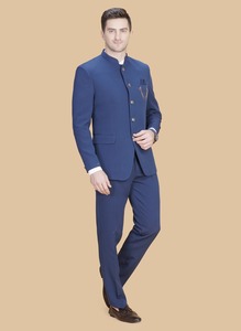 Costume deux pièces de luxe pour homme, bleu paon, de qualité supérieure, pour réception de mariage et occasions spéciales, disponible à prix d'exportation - Product Image 6