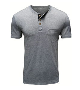 Camiseta de talla personalizada para hombre, camiseta transpirable de ajuste seco para correr con bolsillo y botón, camiseta de Fitness para hombre, la mejor oferta - Product Image 1