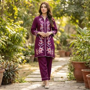 Ensemble coordonné pour femme Dhwaja Export, 3 couleurs, tissu en rayonne lourd, broderie, style décontracté, séchage rapide, toutes saisons, tailles M (38 pouces) - Product Image 3