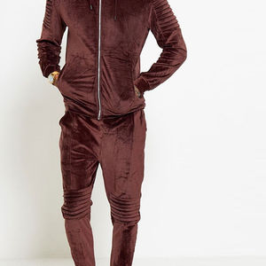 Vêtements d'entraînement d'hiver pour hommes sur mesure, nouveau design tendance, veste zippée longue et ensemble de survêtement en velours - Product Image 6