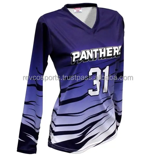 Youth Purple Volleyball jersey Sublimated Custom team logo Embroidery Long Sleeve Volleyball jerseys Premium volleyball jerseys