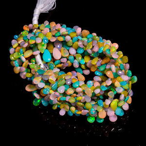 Cuentas de ópalo de fuego múltiples, cuentas de ópalo, cuentas de pera de ópalo etíope multicolor, cuentas de piedras preciosas de ópalo Welo, fabricación de joyas de piedras preciosas de ópalo - Product Image 2