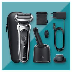 Afeitadora Eléctrica Inalámbrica para Hombre, Resistente al Agua IPX7, con Doble Cuchilla, Recargable, con Sistema de Limpieza y Recortadora para Barba - Product Image 2