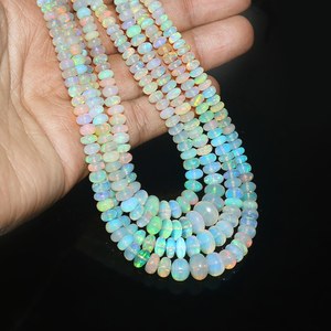 Good Quality Ethiopian Opal Ronald Handmade Natural White <b>Stone</b> Loose Rondelle Beads 3mm 8mm Top <b>Fire</b> Quality Mehrajudin <b>Gems</b> - Product Image 3