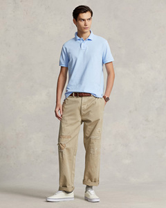 Gran oferta de polos icónicos de malla personalizados ajustados Premium azul claro para hombre, polos de Golf de algodón transpirables de ajuste clásico para hombre - Product Image 3