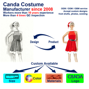 Robe de Noël pour femme en velours rouge de qualité supérieure, fabriquée en usine, avec ceinture et chapeau pour la fête de Noël - Product Image 4