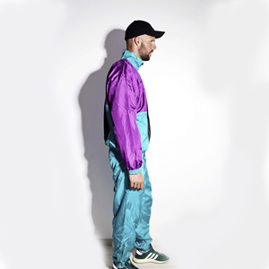 Chándal cortavientos con capucha y patrón de tubería reflectante de dos piezas para hombre, ropa de calle, chaqueta de trabajo personalizable - Product Image 4