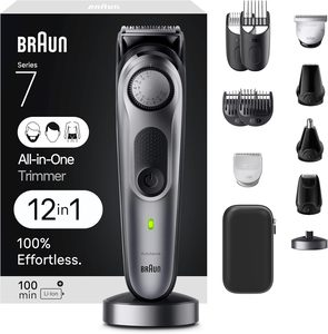 Kit de Afeitado Multifuncional para Hombre Braun Serie 7 7440, Recortador de Vello Facial, Nasal y de Orejas 12 en 1, Cortapelos, Estuche de Viaje, Base de Carga - Product Image 2