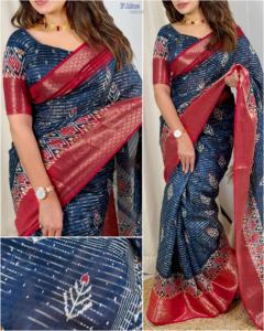 Magnifique robe, sari en coton mousseline attrayant, avec travail de zari jacquard, imprimé et tissé, fabricant d'Inde, en vente - Product Image 4