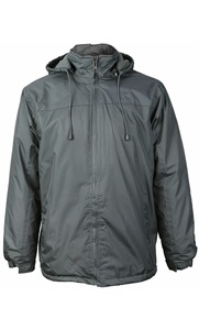 Veste coupe-vent imperméable à capuche pour homme, fermeture éclair, couleur unie noire, vêtement d'extérieur décontracté pour l'automne, coupe régulière, toile polyester - Product Image 2