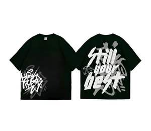 Haut de gamme Hiphop 100% coton personnalisé noir Boxy Fit qualité surdimensionné personnalisation été hommes T-shirt - Product Image 5