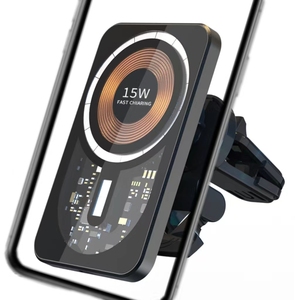 Lampe d'ambiance à LED 15W Qi Transparent Support de téléphone de voiture Magnétique Charge rapide Support de chargeur de voiture Chargeur sans fil - Product Image 2