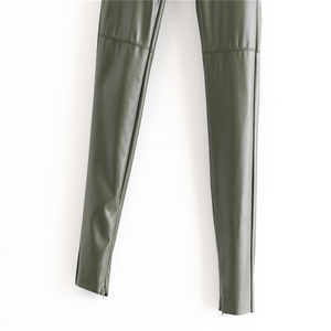 Leggings en similicuir PU respirant taille haute pour femmes pantalon Sexy de contrôle du ventre extensible pour l'été Style avant plat - Product Image 4