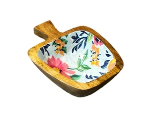 Bloom Handle Platter Wooden Apple Shaped Fruit Plate Tray Serving Tray Snack Storage Elegant Kitchen Tableware - Product Image 4