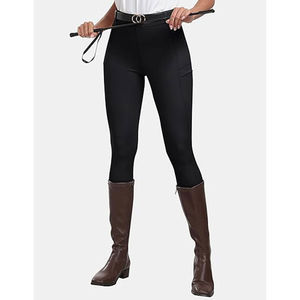 Pantalones de equitación para mujer con parche de silicona en la rodilla, pantalones ecuestres de tela ligera y flexible para montar al aire libre y competición. - Product Image 4