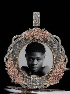 Colgante de Foto Personalizado de Plata de Ley 925 con Moissanita para Mujer, Estilo Hip Hop, Chapado en Oro, Efecto Hielo, Único - Product Image 4