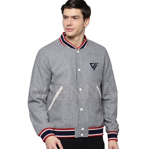 Chaqueta Varsity de Invierno para Hombre de Alta Calidad, Fabricada por OEM, con Cuello Alto, Exterior de Lana, Mezcla de Poliéster/Algodón, Resistente al Viento - Product Image 1
