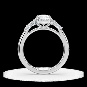 Bague de fiançailles halo en diamant de laboratoire rond de 2,00 CTW, sertie classique à griffes, bande pavée en or massif 14 carats, bague de mariée pour femmes - Product Image 4