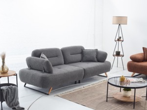 Juego de sofá cama Nesta, patas de madera, tela resistente a las manchas, esponja suave cómoda, marco duradero, diseño moderno - Product Image 3