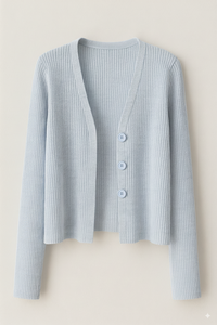 Cardigan court en tricot côtelé pour femmes, manches longues, boutonné, pull, vente en gros, directement de l'usine, hauts pour femmes, marque privée - Product Image 6