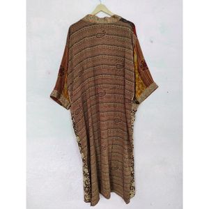 Kimono de seda Vintage Hippie para mujer, albornoz, ropa de dormir, camisón de Sari bohemio, ropa de playa para mujer, Kimono de seda Sexy - Product Image 3