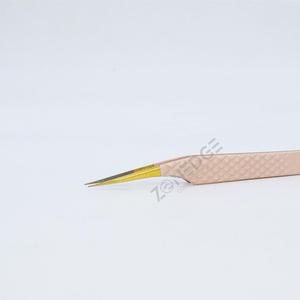 Pinzas profesionales para pestañas, puntas desnudas y doradas, pinzas para pestañas, agarre de diamante, punta de fibra con logotipo privado, pinzas para extensión de pestañas - Product Image 3