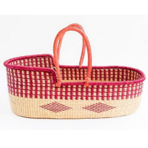 Cesta de dormir para bebé recién nacido con asas tejidas, cuna de Moisés de algas marinas naturales, colchón suave para uso en decoración de guardería - Product Image 4