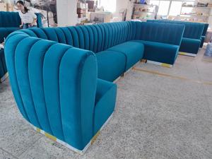 Banquette de Restaurant en Velours de Luxe avec Table à Manger et Chaises, Ensemble Canapé Banquette pour Hôtel, Café, <span class=keywords><strong>Bar</strong></span>, Mobilier Commercial - Product Image 6