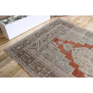 Alfombra Turca Vintage, Alfombra de 7.1x12.5 pies, Alfombra de Lana con Diseño Floral Verde y Naranja - Product Image 5