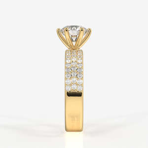 Round Cut Moissanite Diamond <b>Set</b> in 9k <b>Gold</b> Pave Style <b>Ring</b> - Product Image 4
