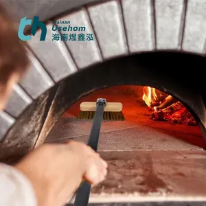 Sikat Oven Pizza tembaga bulu kuningan pengikis panggangan membersihkan sikat Oven besar alat sikat Pizza