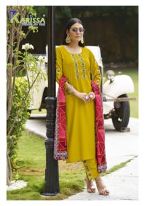 ชุดเดรสดีไซน์เนอร์สำหรับผู้หญิงชุดเดรสผ้าเรยอนเคอร์ติแท้3ชิ้นผ้ามัสลินหนักผ้าดิบเย็บมือและงานส่งออก - Product Image 6