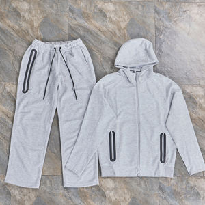 Conjunto de Invierno de Felpa, Sudadera con Capucha y Pantalones Deportivos con Cremallera para Hombre y Mujer, 100% Algodón, Secado Rápido, Servicio OEM - Product Image 3