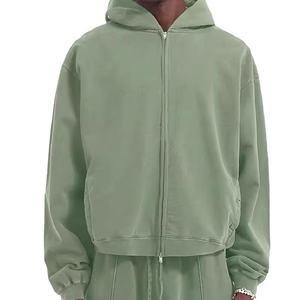 Oversized Custom Winter Embroidered <b>Mens</b> Heavy Zip Acid Wash 100% Cotton <b>Fleece</b> Boxy Cropped <b>Hoodies</b> - Product Image 4