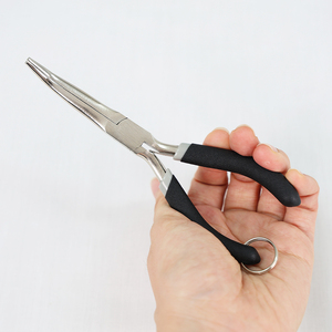 Alicates de pesca de Punta larga de acero inoxidable de 140mm compactos OEM con removedor de anzuelos doblados pequeña herramienta para pescadores - Product Image 5