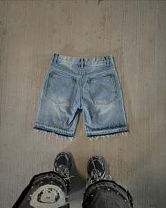 2025 Hot Selling <b>Men's</b> Distressed Embroidery Jorts Baggy Washed Applique Raw Edge Denim Mid Breathable 100% Cotton Rhinestone - Product Image 3