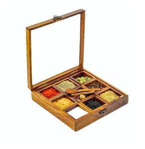 Caja de especias de frutas secas de madera rectangular de calidad superior con 6 compartimentos para pedidos a granel Cajas de madera - Product Image 4