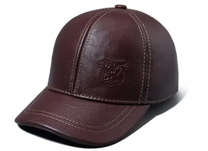 Gorra de béisbol de piel de vaca para hombre, otoño e invierno, sombrero de cuero genuino, engrosamiento térmico, orejeras de algodón para hombre, sombrero de invierno - Product Image 4