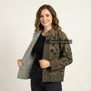 Chaqueta de terciopelo de lujo para mujer, estilo suzani, bordado bohemio hecho a mano, inspiración vintage, motivo tropical, otoño invierno, tejido de algodón. - Product Image 1