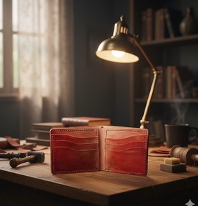 Portefeuille court personnalisable de style vintage en cuir véritable pur avec motif de paysage RFID bloquant la fermeture ouverte - Product Image 5