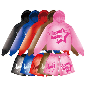 Buen vendedor Oem Service Men Clothing New Arrival Cropeed Hoodies y Jogger Set Acid Wash Sweatsuit para hombres - Product Image 1