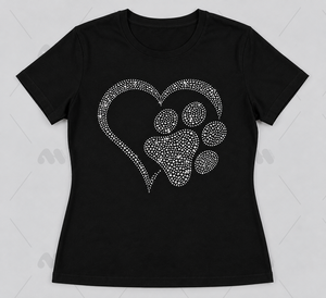 Camiseta de Manga Corta para Mujer, Personalizada con Logotipo Vintage y Corazón de Pedrería, Negra, Suave, Holgada, OEM - Product Image 6