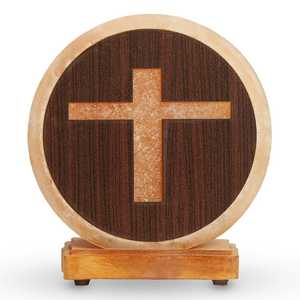 Lámpara de sal rosa del Himalaya respetuosa con el medio ambiente tallada a mano, artesanías naturales, decoración del hogar con letras de estilo cristiano incluidas - Product Image 2