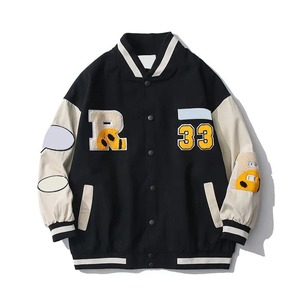 Chaqueta de invierno personalizable unisex de gran tamaño, informal, béisbol, Varsity, bombardero, cuello levantado, tejido transpirable lavado - Product Image 4