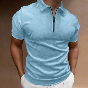 T-shirt à manches courtes pour homme, nouvelle mode 2024, col en V, couleur unie, tricoté, respirant, séchage rapide, vêtements de rue d'été - Product Image 6