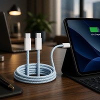 Kabel Data Pengisian Cepat PD 65W Bersertifikasi CE FCC, Kabel Universal Berbahan Paduan Seng dengan Jalinan Kain untuk Laptop dan Smartphone