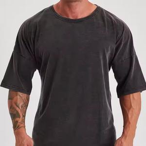 Camiseta Lisa Bordada de Alta Calidad, Camiseta de Algodón Grueso 100% Personalizada para Hombre, Talla Grande, Estampada - Product Image 4